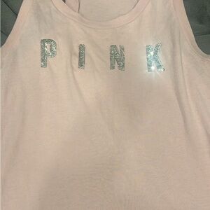PINK Victoria's Secret Light Pink Tank with Silver Sequin Logo